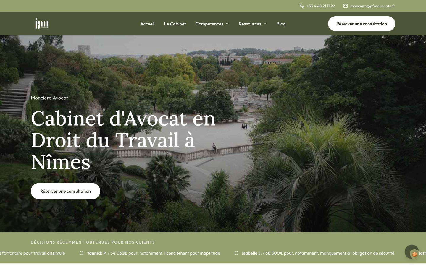 Site internet Monciero Avocat